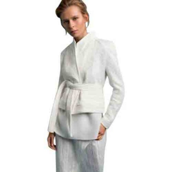 IRO Jackets & Blazers - IRO Hawaispe White Cotton Jacquard Jacket Belted